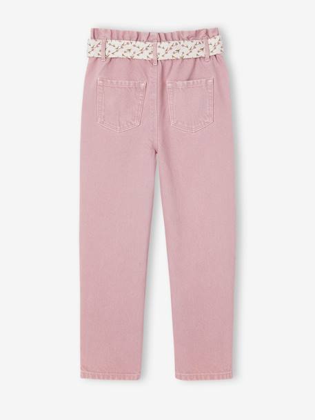 Pantalon fille paperbag ceinture foulard cannelle+mauve 8 - vertbaudet enfant 