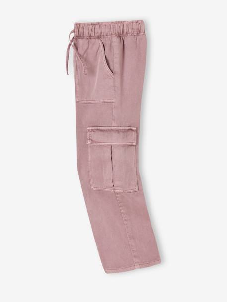 Pantalon fille cargo facile à enfiler kaki+mauve 6 - vertbaudet enfant 