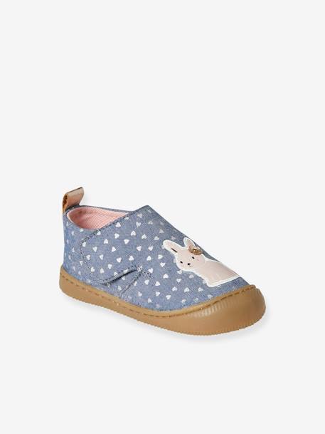 Chaussons bébé toile scratch blanc imprimé+bleu chambray+rose imprimé 6 - vertbaudet enfant 