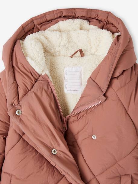 Doudoune fille à capuche doublée sherpa blush+marine+vert 7 - vertbaudet enfant 