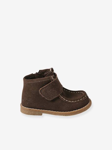 Bottines bébé cuir scratchées et zippées marron 2 - vertbaudet enfant 