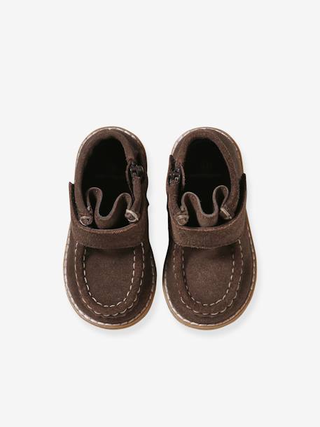 Bottines bébé cuir scratchées et zippées marron 4 - vertbaudet enfant 