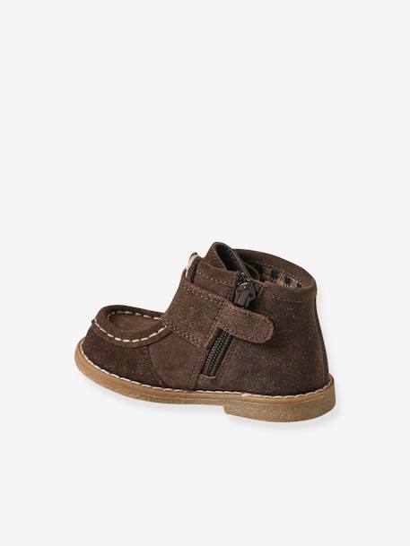 Bottines bébé cuir scratchées et zippées marron 3 - vertbaudet enfant 