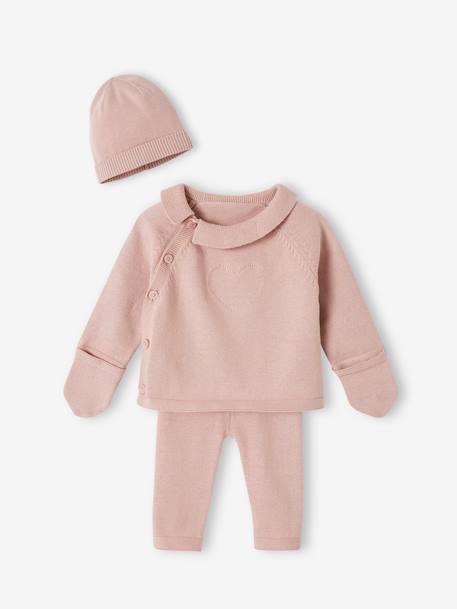Ensemble en tricot bébé cardigan + legging + bonnet gris ardoise+mauve 11 - vertbaudet enfant 