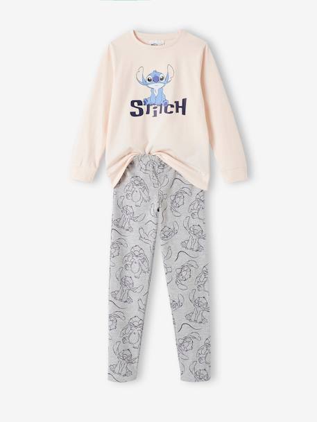 Pyjama fille Disney® Stitch rose pâle/gris chiné 1 - vertbaudet enfant 