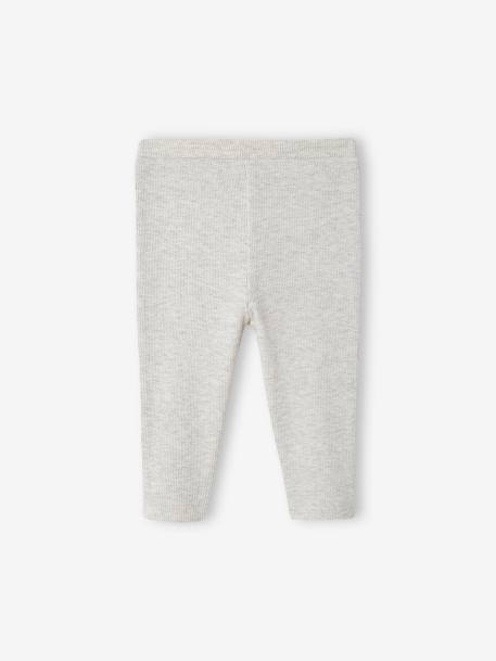 Legging basics bébé en côtes beige chiné+rose 2 - vertbaudet enfant 