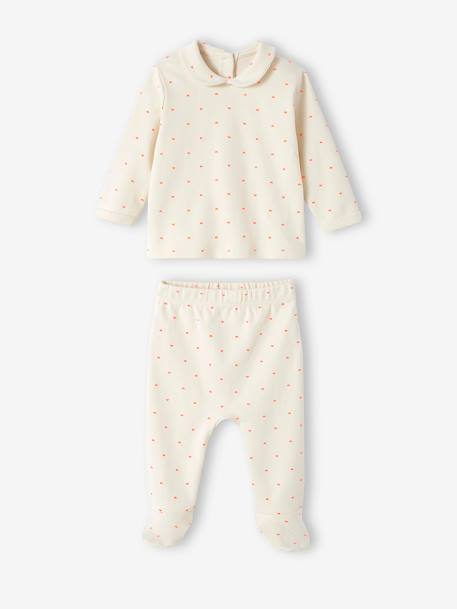 Lot de 2 pyjamas coeur bébé en interlock écru 2 - vertbaudet enfant 