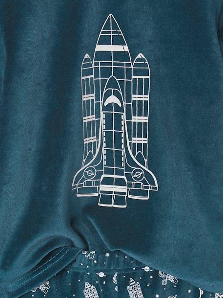 Pyjama garçon velours fusée phosphorescente bleu canard 5 - vertbaudet enfant 