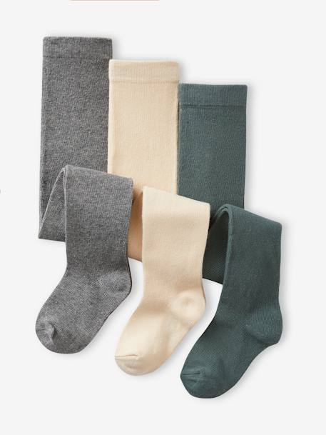 Bébé-Chaussettes, Collants-Lot de 3 collants bébé maille BASICS