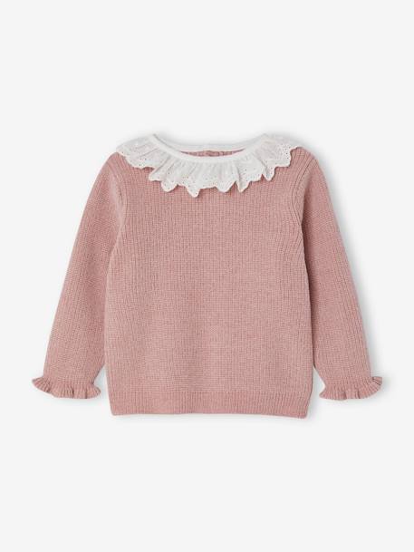 Pull en côte perlée bébé lilas poudré+vert de gris 1 - vertbaudet enfant 