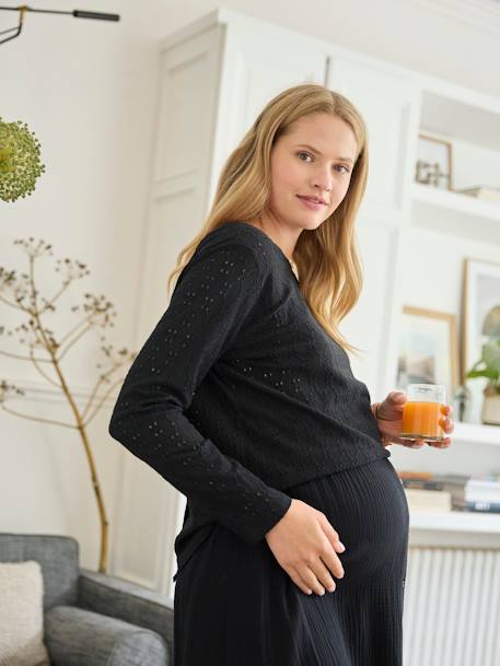 T-shirt broderie anglaise réversible grossesse et allaitement noir 6 - vertbaudet enfant 