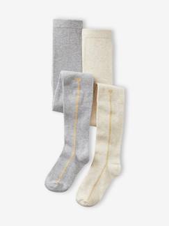 -Lot de 2 collants bande lurex fille