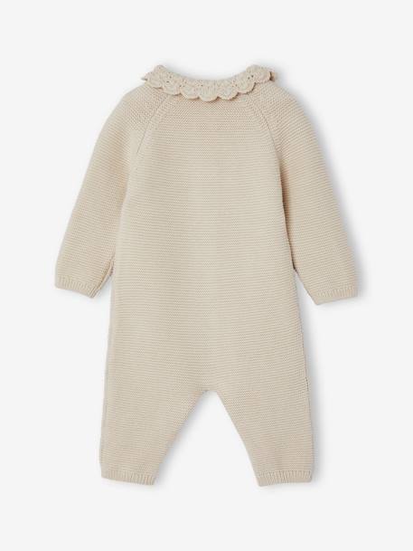 Combinaison en tricot bébé col en crochet écru 2 - vertbaudet enfant 