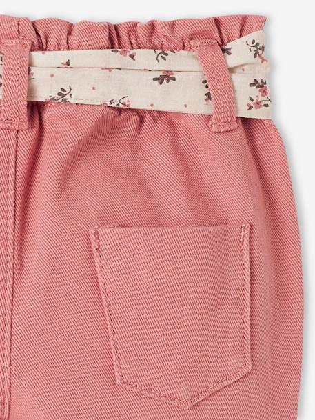 Pantalon avec ceinture en tissu bébé vert grisé+vieux rose 10 - vertbaudet enfant 