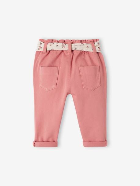 Pantalon paperbag avec ceinture bébé vieux rose 2 - vertbaudet enfant 