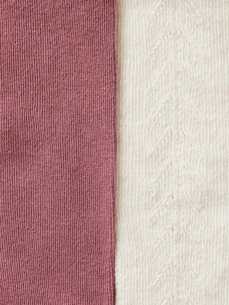 Lot de 2 paires de collants ajourés/unis bébé fille prune 2 - vertbaudet enfant 