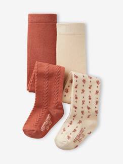 Lot de 2 paires de collants à fleurs/torsades bébé fille  - vertbaudet enfant