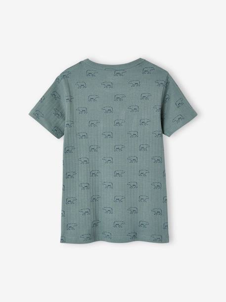 Lot de 3 T-shirts manches courtes ours en maille côtelée garçon vert émeraude 5 - vertbaudet enfant 