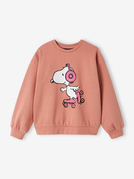 Sweat fille Snoopy Peanuts® vieux rose 1 - vertbaudet enfant 