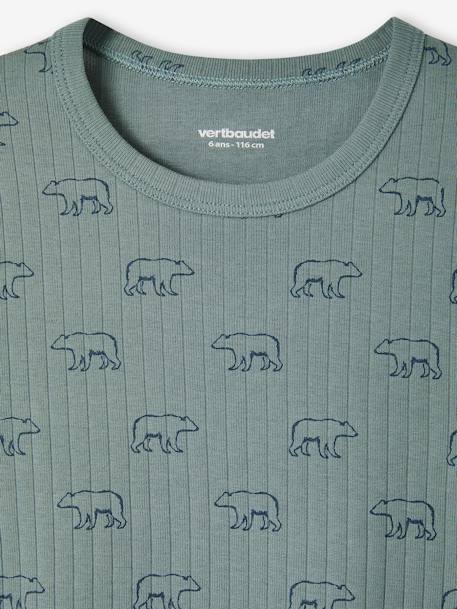 Lot de 3 T-shirts manches courtes ours en maille côtelée garçon vert émeraude 6 - vertbaudet enfant 