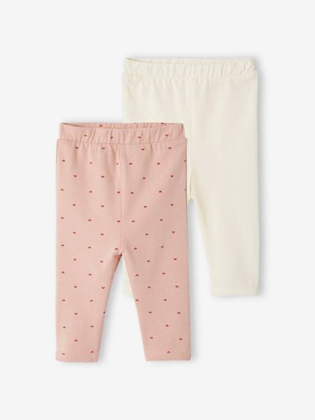 Lot de 2 leggings bébé rose poudré 1 - vertbaudet enfant 