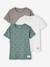 Lot de 3 T-shirts manches courtes ours en maille côtelée garçon vert émeraude 1 - vertbaudet enfant 