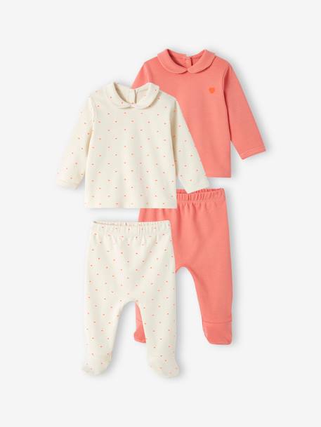 Lot de 2 pyjamas coeur bébé en interlock écru 1 - vertbaudet enfant 