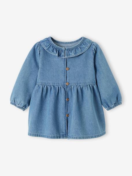 Robe bébé denim col volanté stone 1 - vertbaudet enfant 