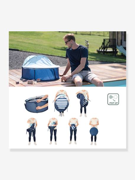 Babyni Aire de Jeux & lit d'appoint Anti-UV FPS 50+ Marinière bleu blanc 2 - vertbaudet enfant 