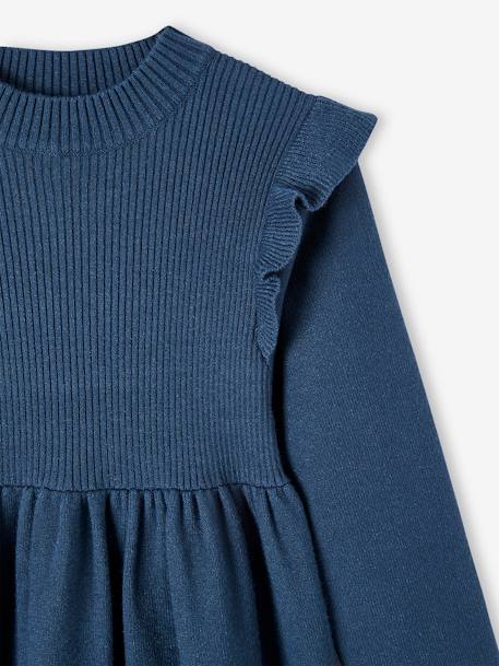 Robe à volants en tricot fille bleu nuit+bois de rose 4 - vertbaudet enfant 