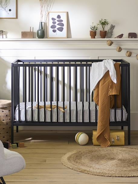 Lit bébé Cocoon blanc+bois+noir 7 - vertbaudet enfant 