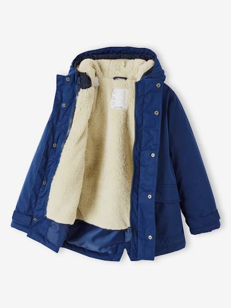 Parka 3 en 1 garçon avec blouson amovible bleu électrique+kaki+Marine grisé+noix de pécan 4 - vertbaudet enfant 