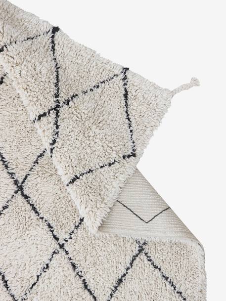 Tapis coton Lavable Mini Berbere Noir & Blanc - blanc imprimé 3 - vertbaudet enfant 