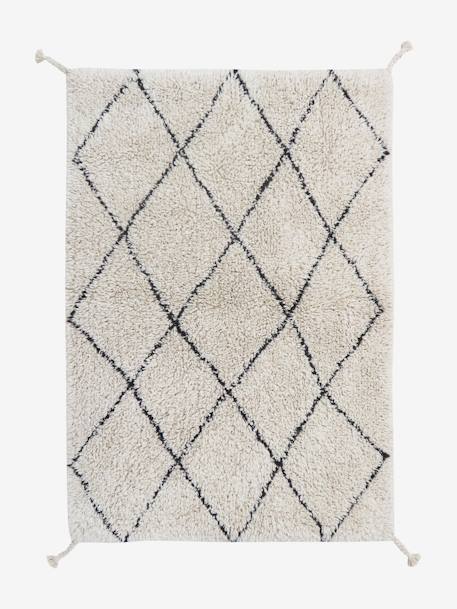Tapis coton Lavable Mini Berbere Noir & Blanc - blanc imprimé 2 - vertbaudet enfant 