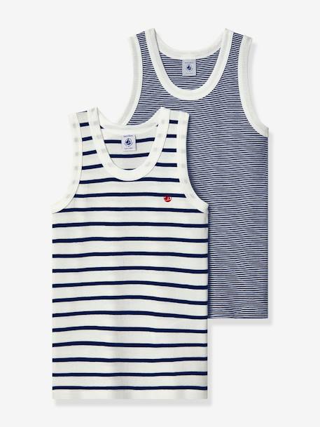 Lot de 2 débardeurs en coton bio lot bleu 1 - vertbaudet enfant 