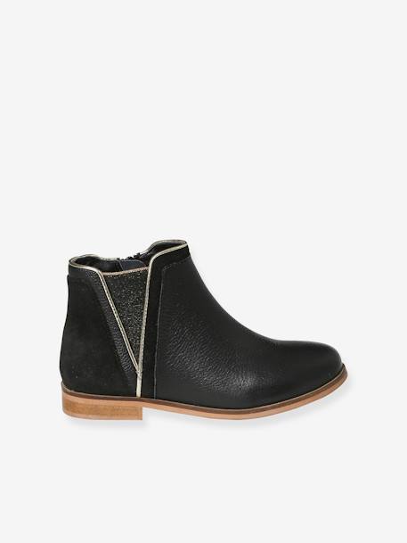 Boots enfant fille cuir zippées noir 4 - vertbaudet enfant 
