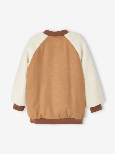 Blouson teddy en lainage et sherpa fille animation en bouclettes camel 4 - vertbaudet enfant 