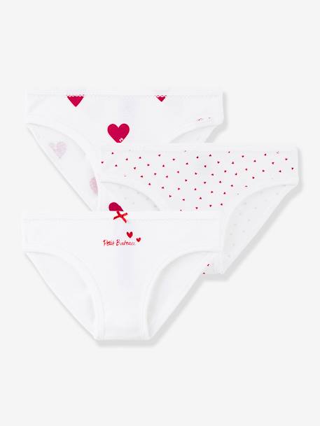 Lot de 3 culottes coeur en coton petite fille - blanc coeurs 1 - vertbaudet enfant 