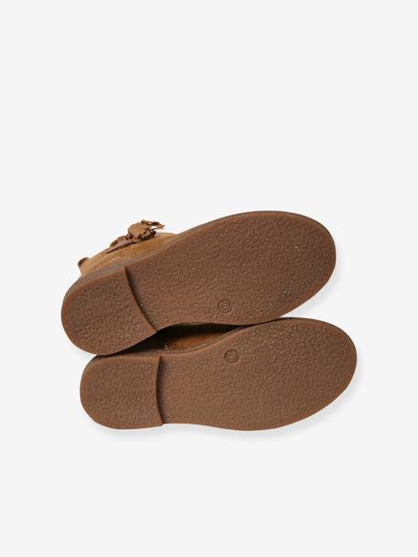 Boots enfant fille cuir à pompon zippées camel+rose 3 - vertbaudet enfant 