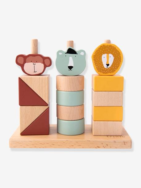 Blocs animaux à empiler en bois - TRIXIE multicolore 1 - vertbaudet enfant 