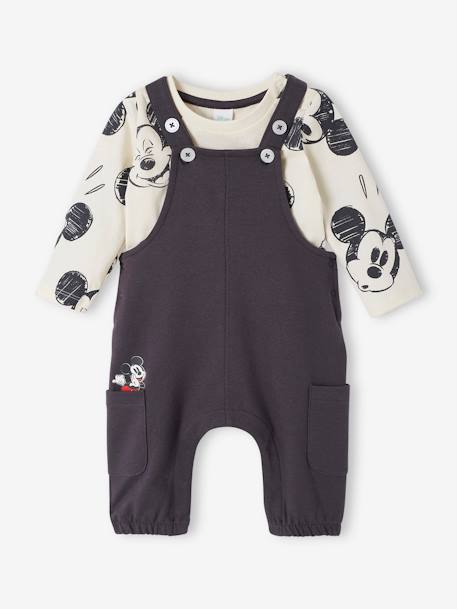 Ensemble Disney® bébé T-shirt coton + salopette blanc/gris 1 - vertbaudet enfant 