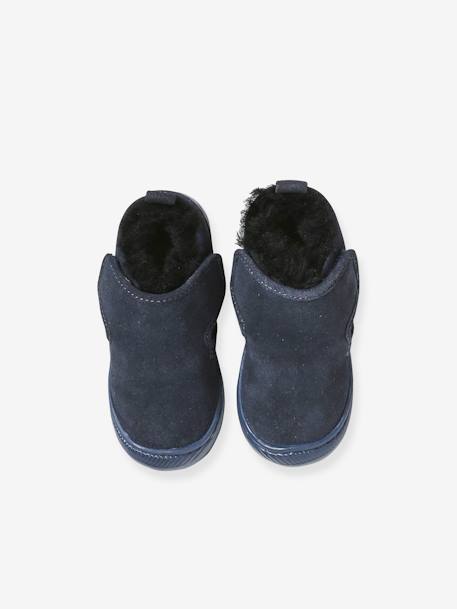 Chaussons fourrés scratchés bébé en cuir souple marine 2 - vertbaudet enfant 