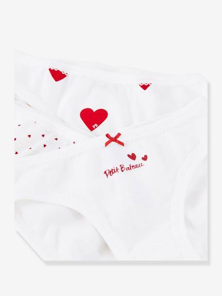 Lot de 3 culottes coeur en coton petite fille - blanc coeurs 3 - vertbaudet enfant 