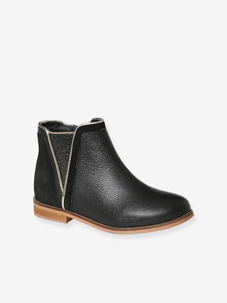 Boots enfant fille cuir zippées noir 3 - vertbaudet enfant 