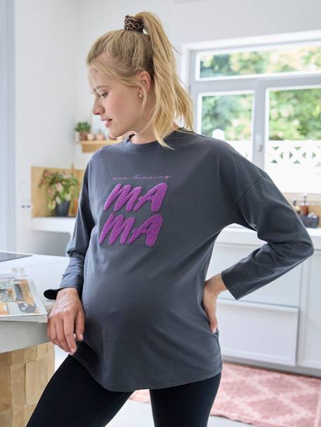 T-shirt de grossesse à message anthracite 1 - vertbaudet enfant 