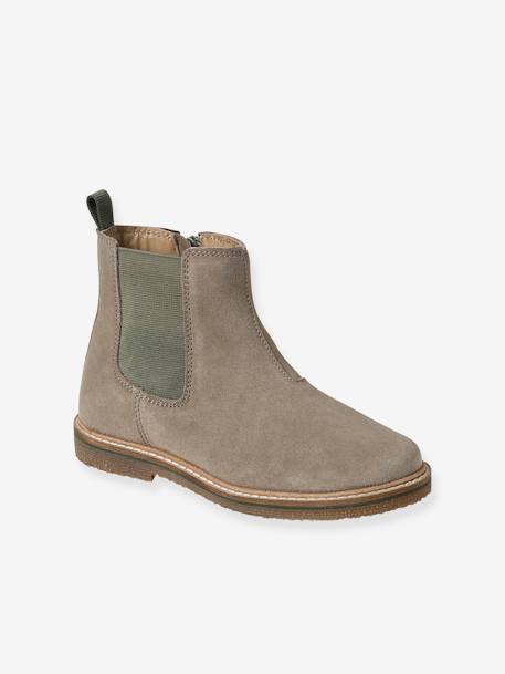 Boots cuir enfant zippées et élastiquées gris 1 - vertbaudet enfant 