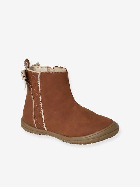 Bottines enfant fille synthétique zippées marron+noir 1 - vertbaudet enfant 