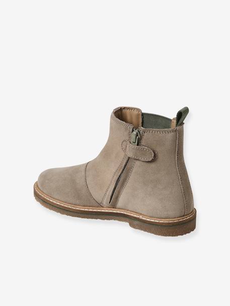 Boots cuir enfant zippées et élastiquées gris 3 - vertbaudet enfant 