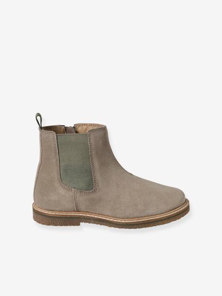 Boots cuir enfant zippées et élastiquées gris 2 - vertbaudet enfant 