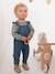 Salopette bébé en denim bretelles à volants stone 1 - vertbaudet enfant 